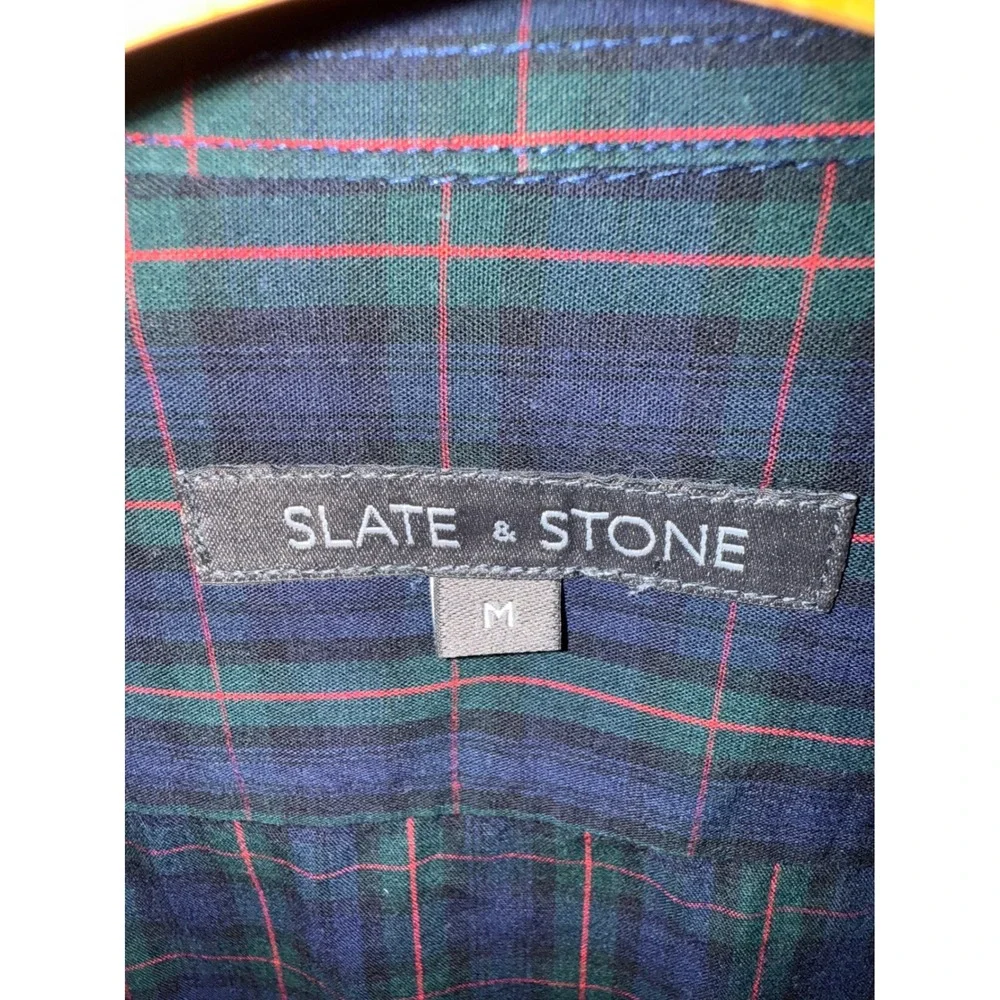 Slate & Stone Plaid Button Down Shirt Long Sleeve‎ Casual Mens Size M Academia - Picture 3 of 10